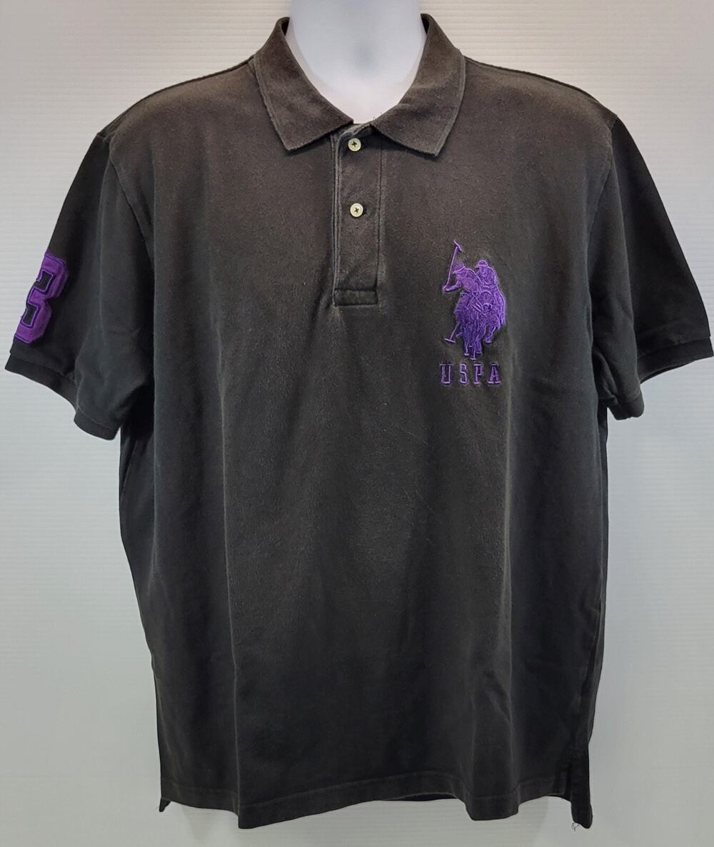 L7) Men US Polo Assn Black 100% Cotton Shirt XL